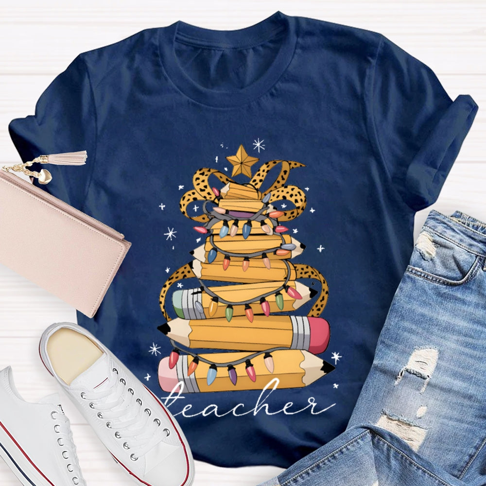 Christmas Light Pencils Teacher Christmas T-shirt
