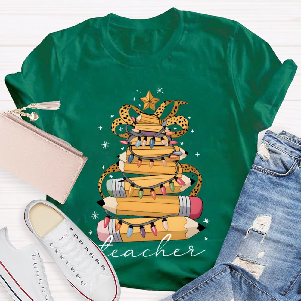 Christmas Light Pencils Teacher Christmas T-shirt