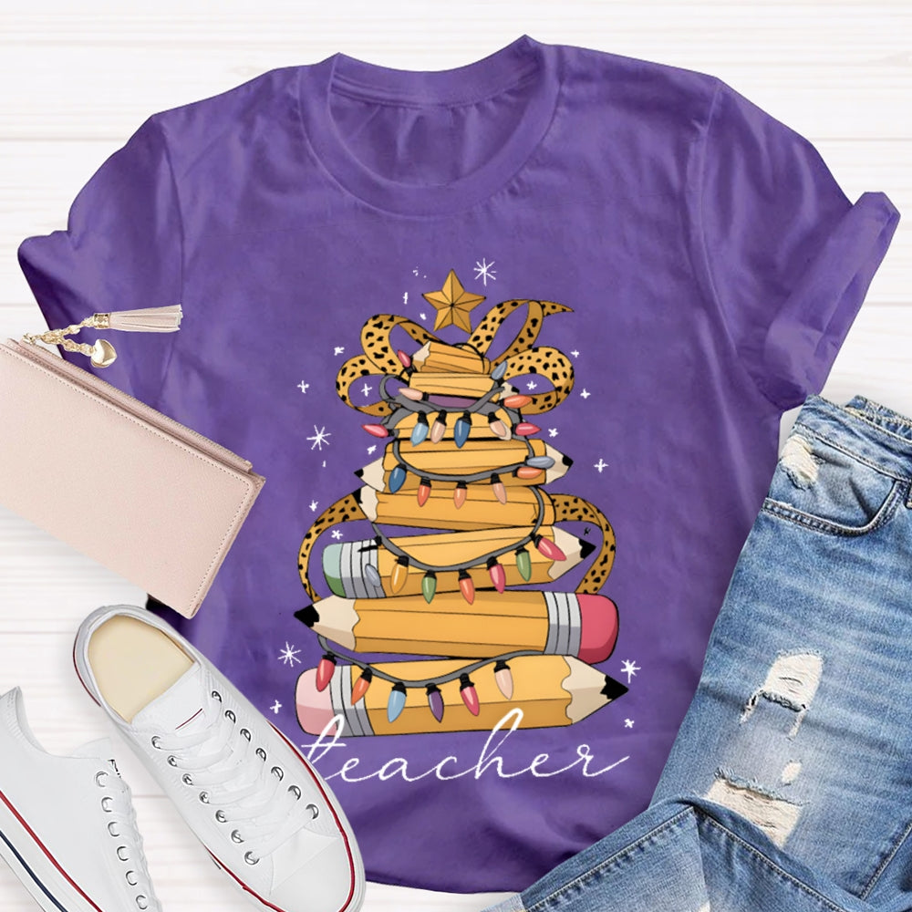 Christmas Light Pencils Teacher Christmas T-shirt