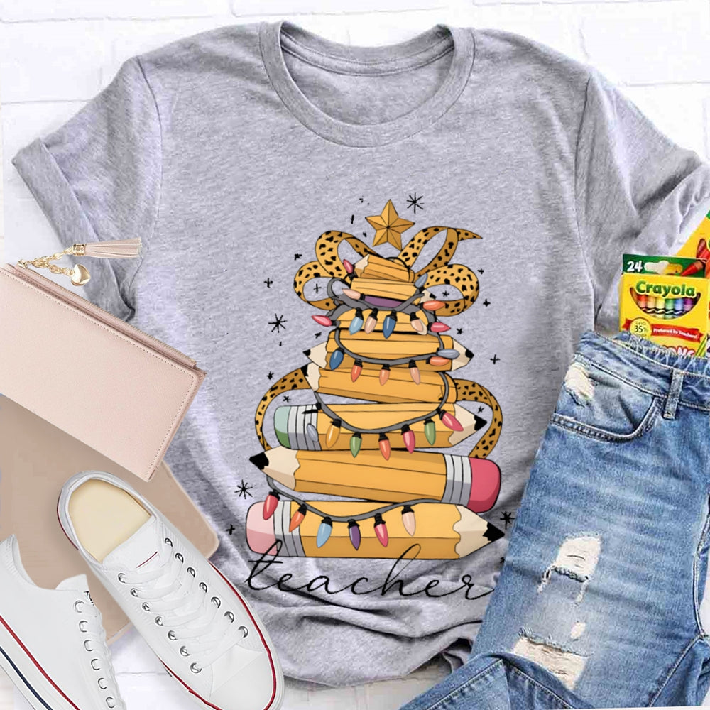 Christmas Light Pencils Teacher Christmas T-shirt