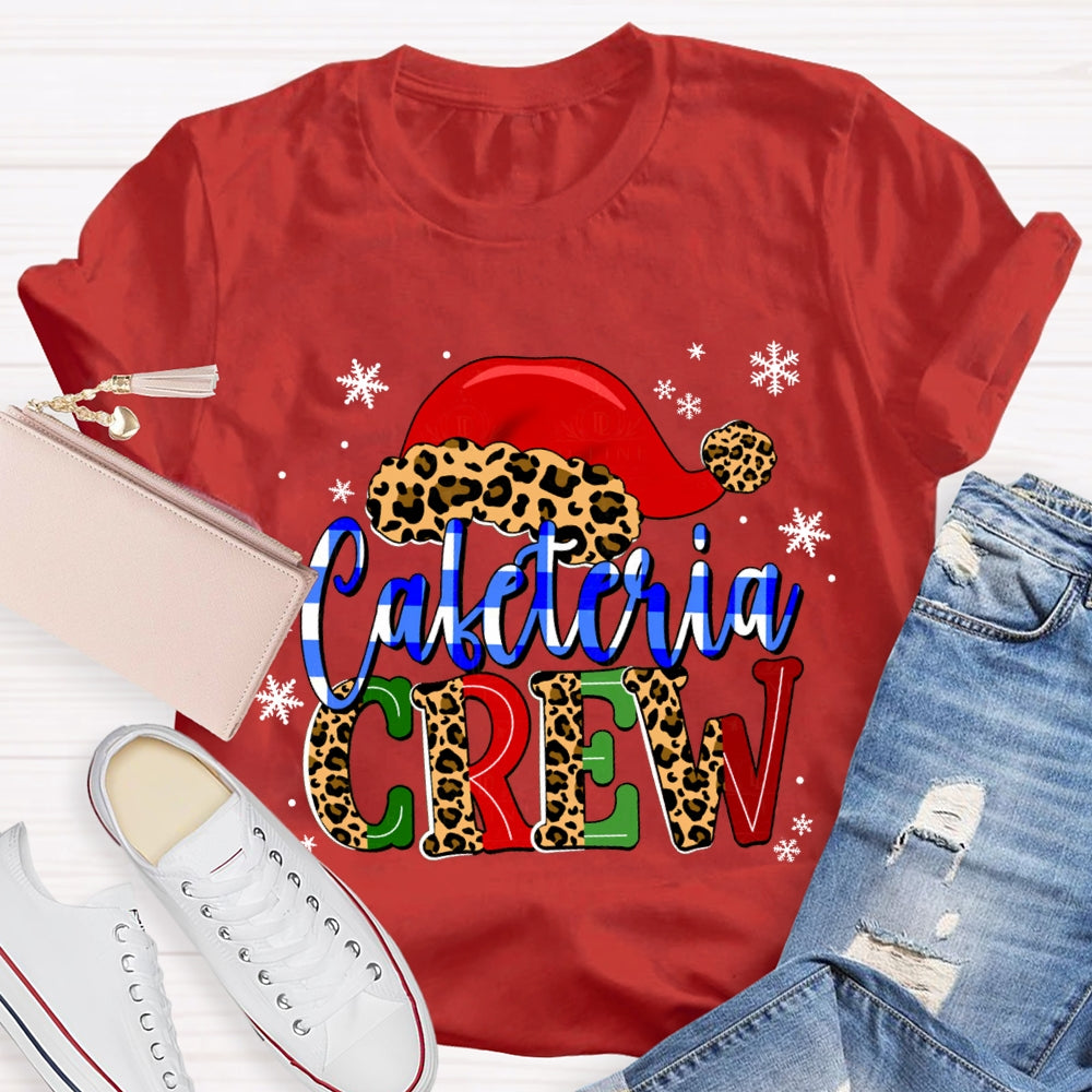 Cafeteria Crew Snowflake Leopard Print Christmas Hat T-shirt
