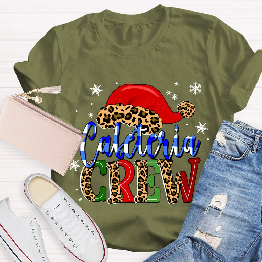 Cafeteria Crew Snowflake Leopard Print Christmas Hat T-shirt
