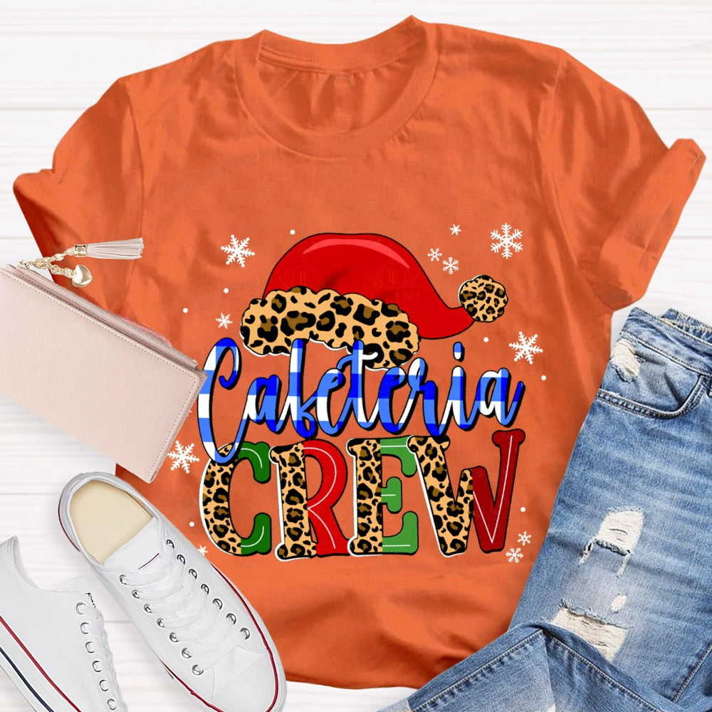 Cafeteria Crew Snowflake Leopard Print Christmas Hat T-shirt