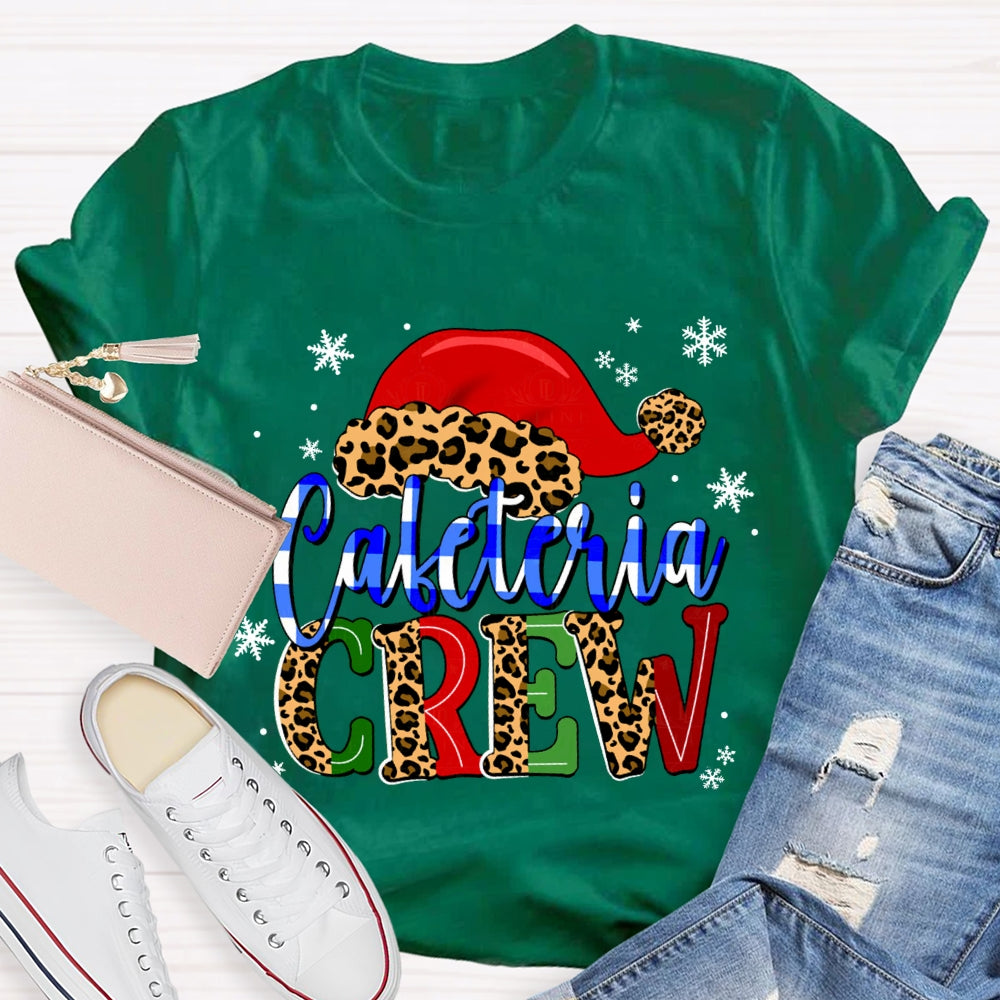 Cafeteria Crew Snowflake Leopard Print Christmas Hat T-shirt