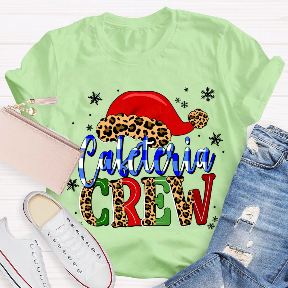Cafeteria Crew Snowflake Leopard Print Christmas Hat T-shirt