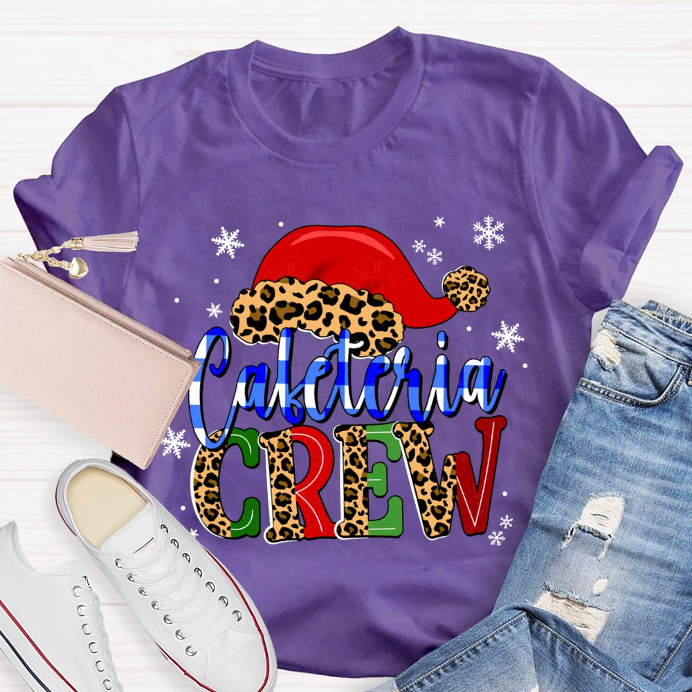 Cafeteria Crew Snowflake Leopard Print Christmas Hat T-shirt