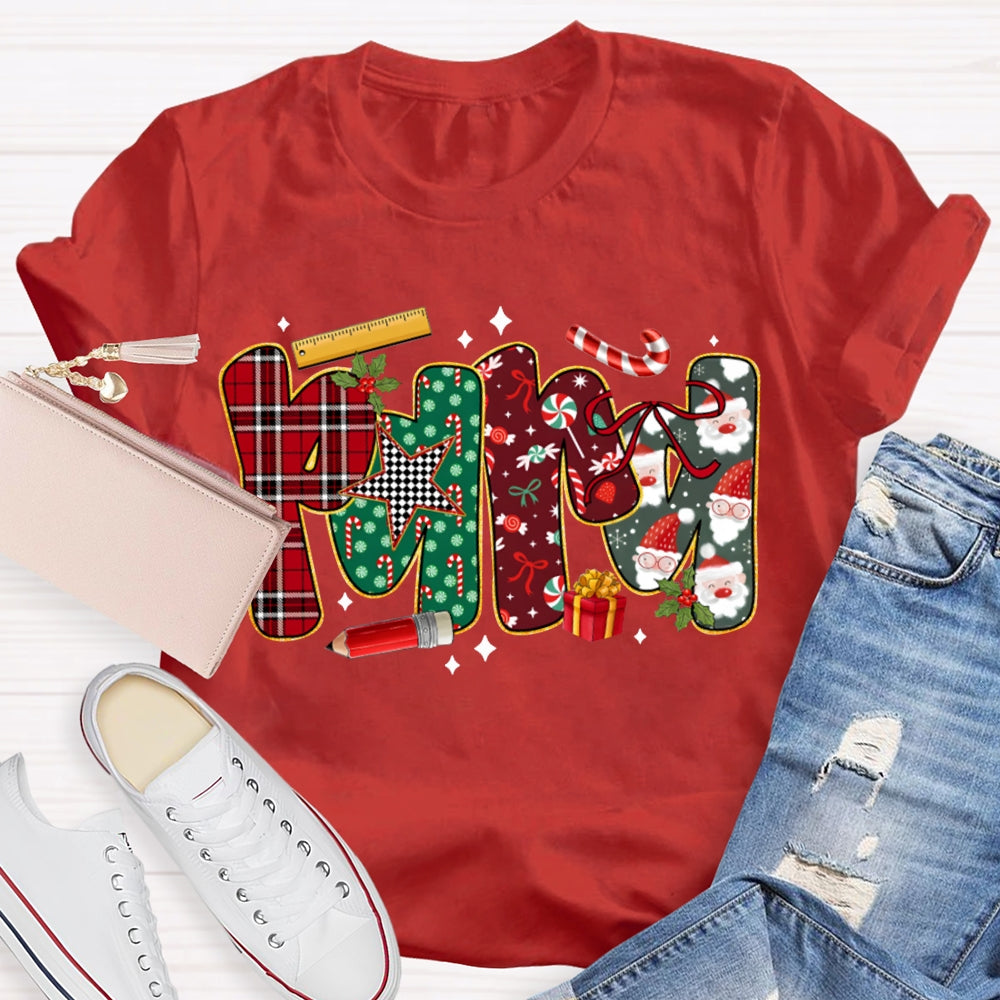 Para Colorful Christmas Atmosphere Font Christmas T-shirt
