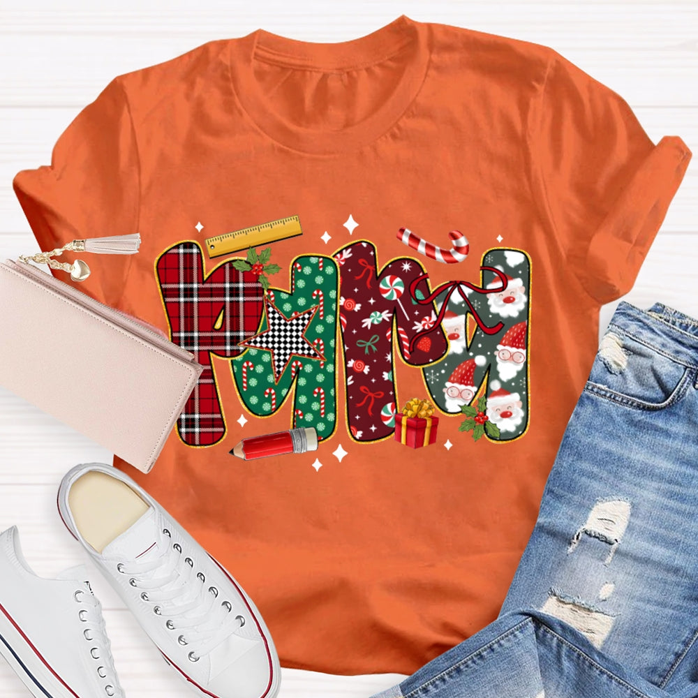 Para Colorful Christmas Atmosphere Font Christmas T-shirt