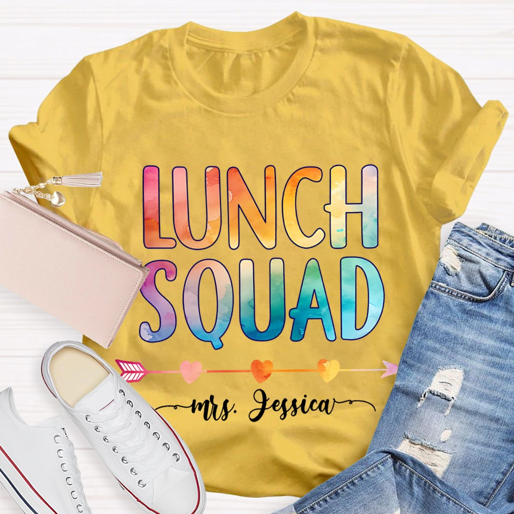 Personalized Name Lunch Squad Gradient Letters T-Shirt