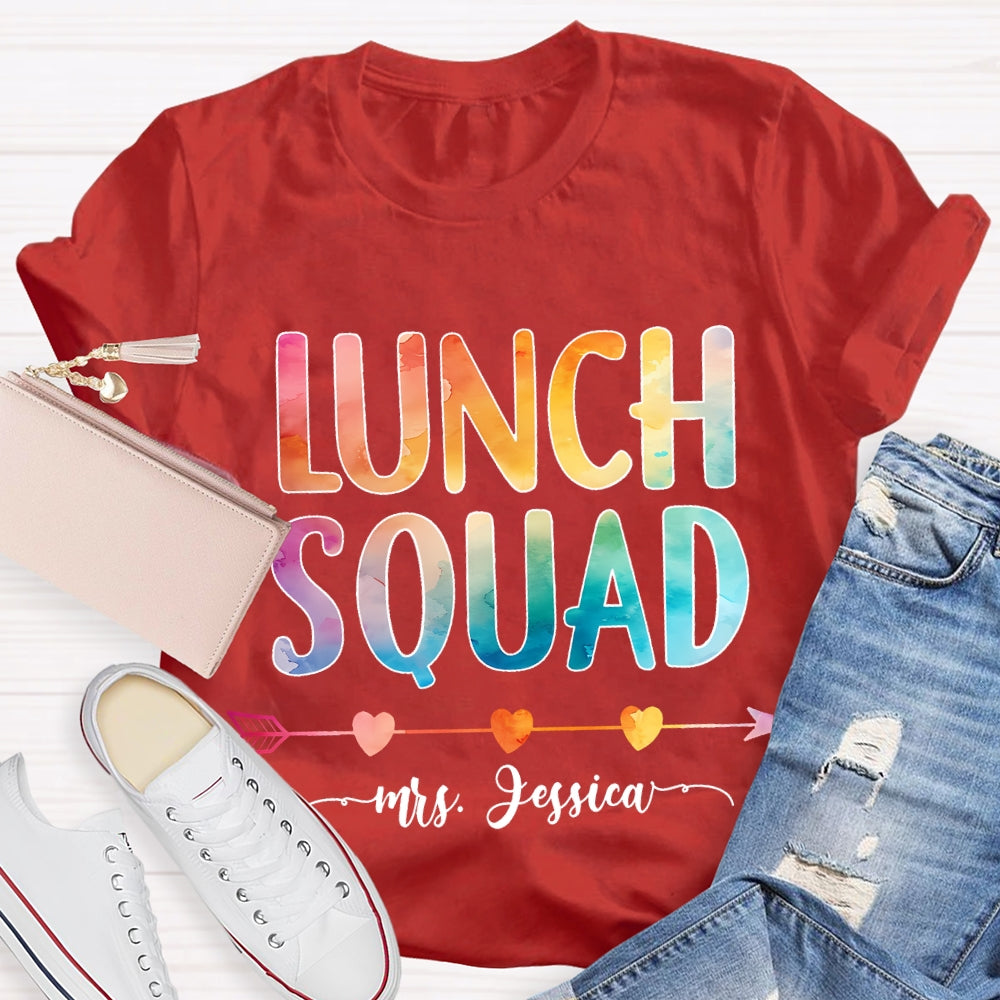 Personalized Name Lunch Squad Gradient Letters T-Shirt