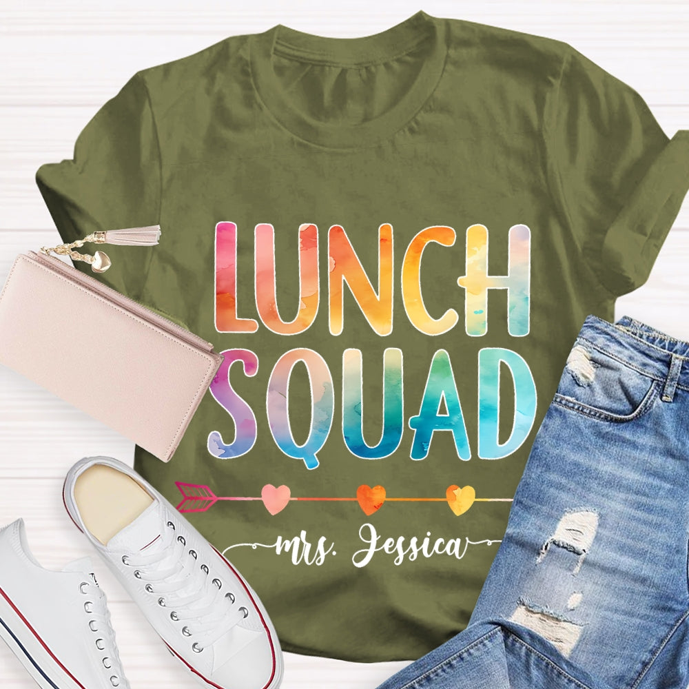 Personalized Name Lunch Squad Gradient Letters T-Shirt