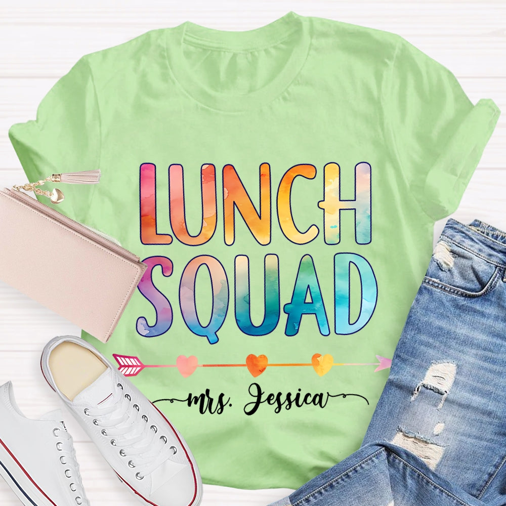 Personalized Name Lunch Squad Gradient Letters T-Shirt
