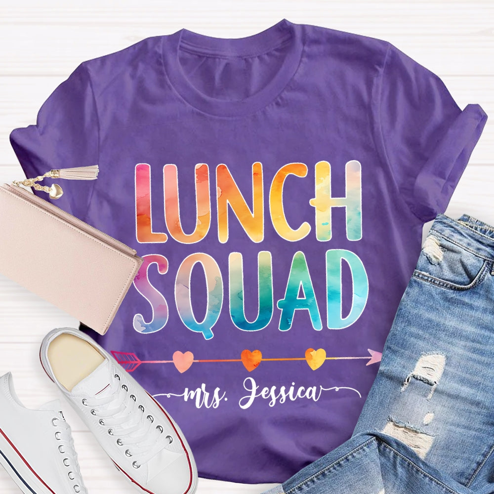 Personalized Name Lunch Squad Gradient Letters T-Shirt