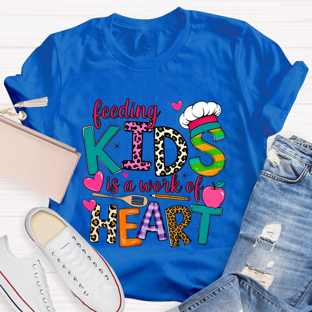 Feeding Kids Is A Work of Heart Leopard Letter T-shirt