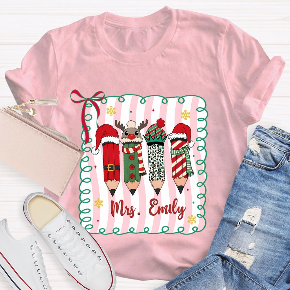 Personalized Name Christmas 4 Pencils T-Shirt
