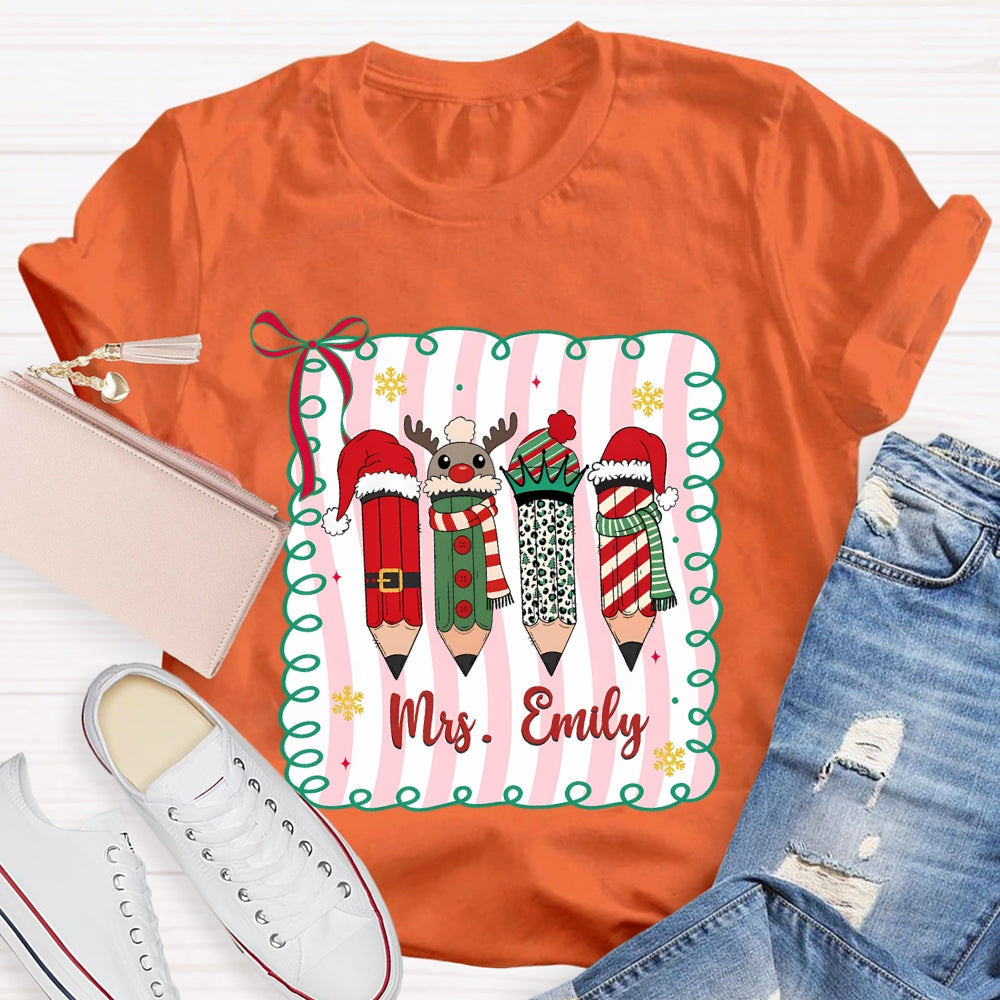 Personalized Name Christmas 4 Pencils T-Shirt