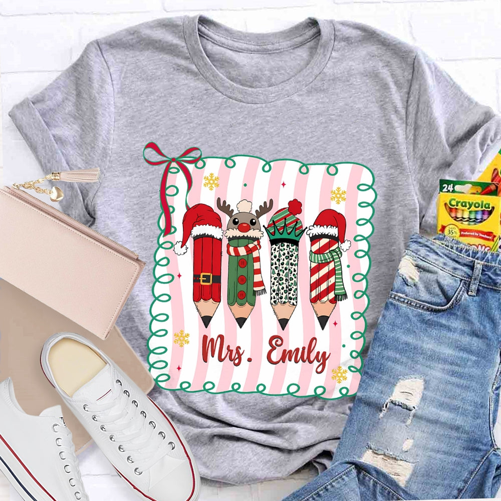 Personalized Name Christmas 4 Pencils T-Shirt