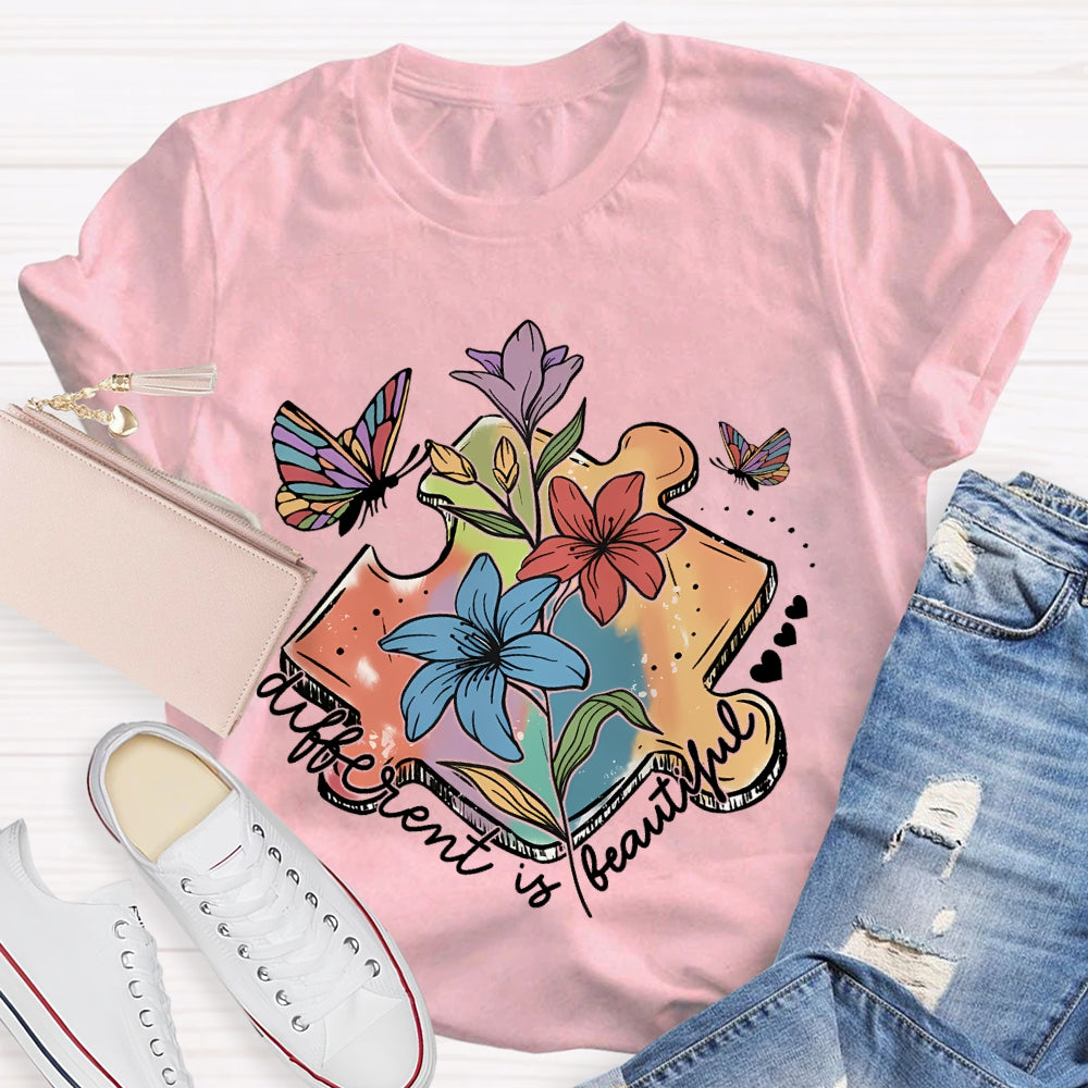 Different Is Beautiful Flower Butterfly T-Shirt