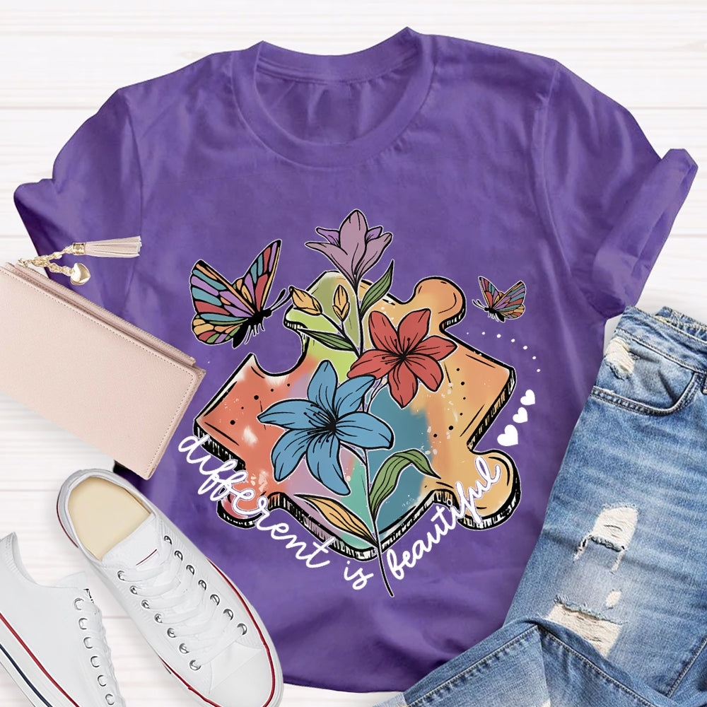 Different Is Beautiful Flower Butterfly T-Shirt