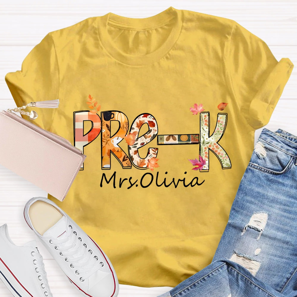 Personalized Name Pre-K Fall Season T-shirt