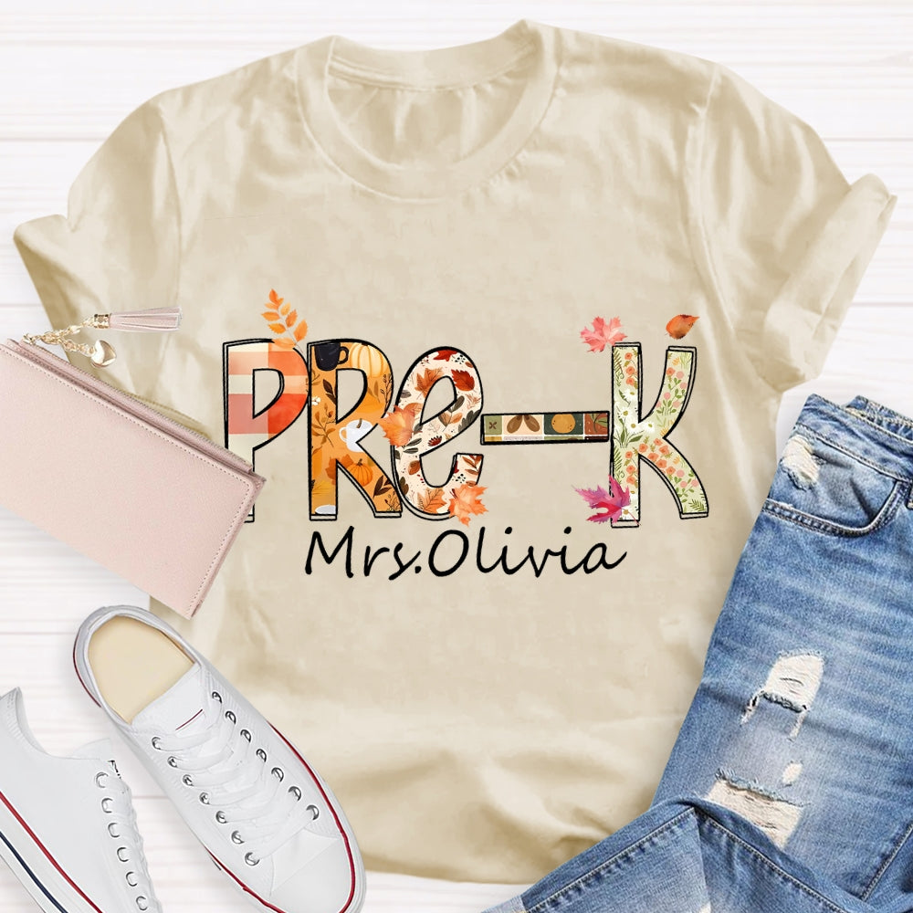 Personalized Name Pre-K Fall Season T-shirt