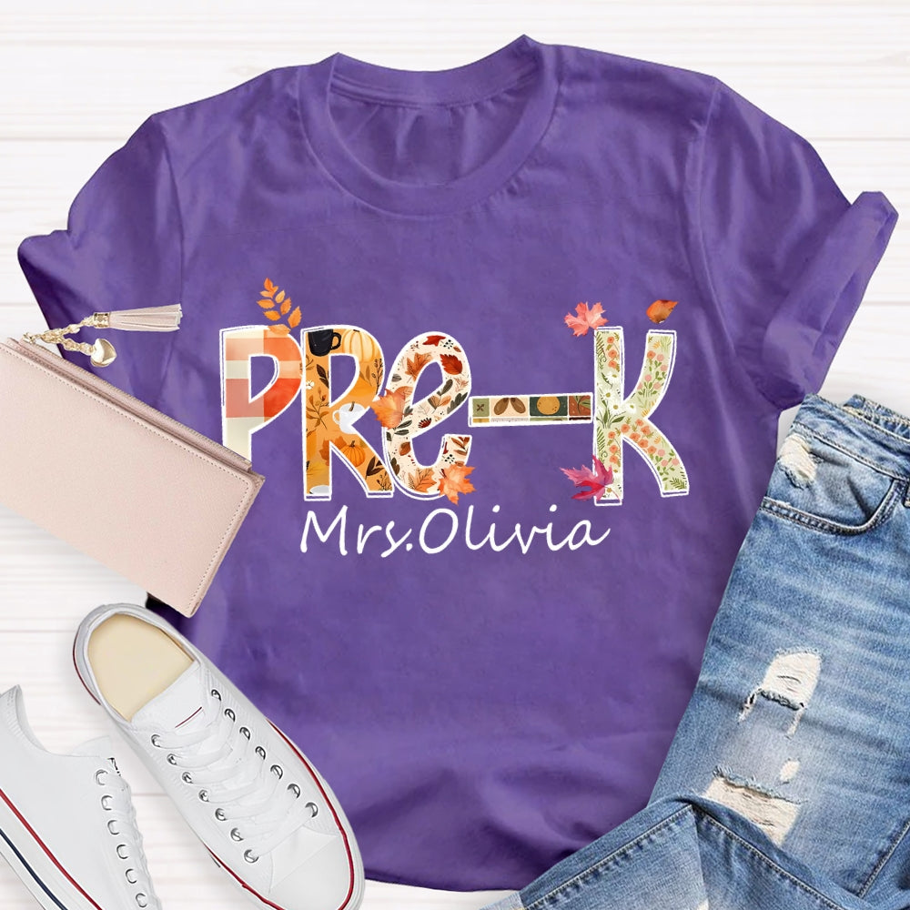 Personalized Name Pre-K Fall Season T-shirt