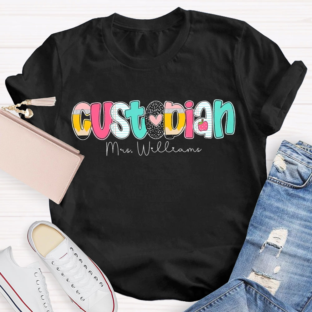 Personalized Name Custodian Color Fonts T-shirt
