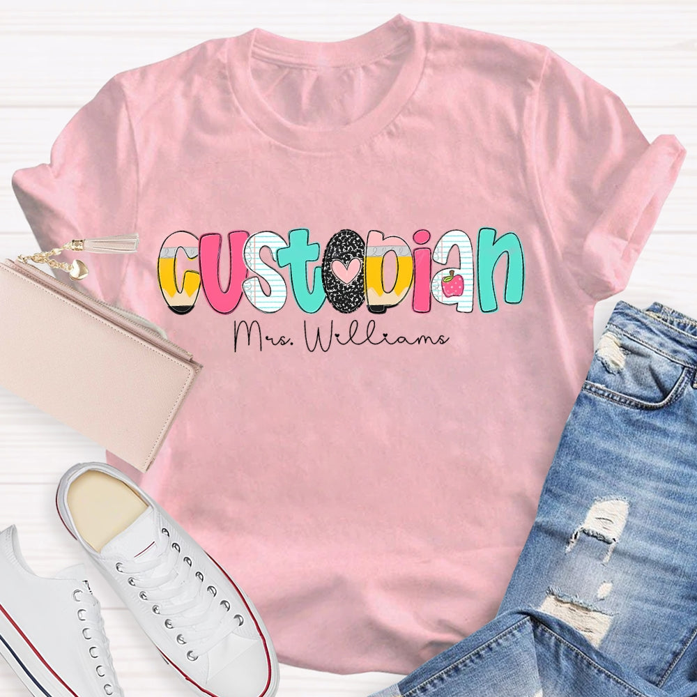 Personalized Name Custodian Color Fonts T-shirt