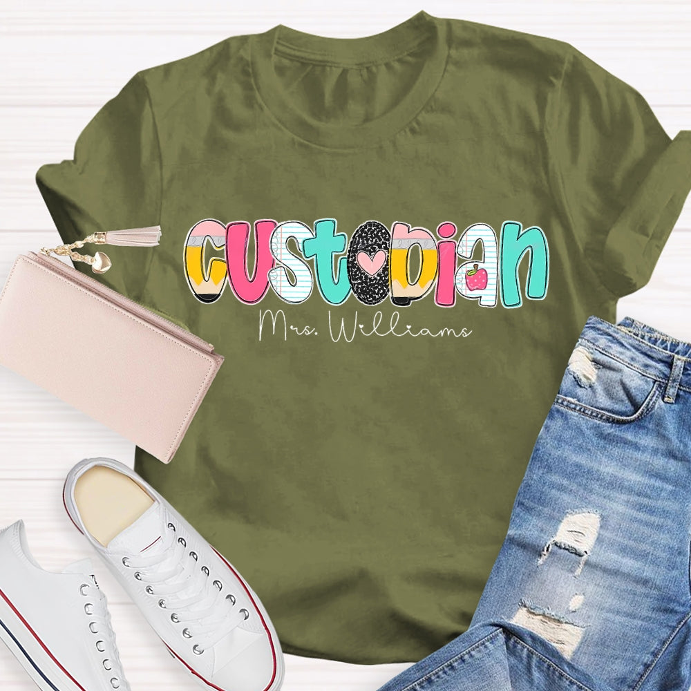 Personalized Name Custodian Color Fonts T-shirt