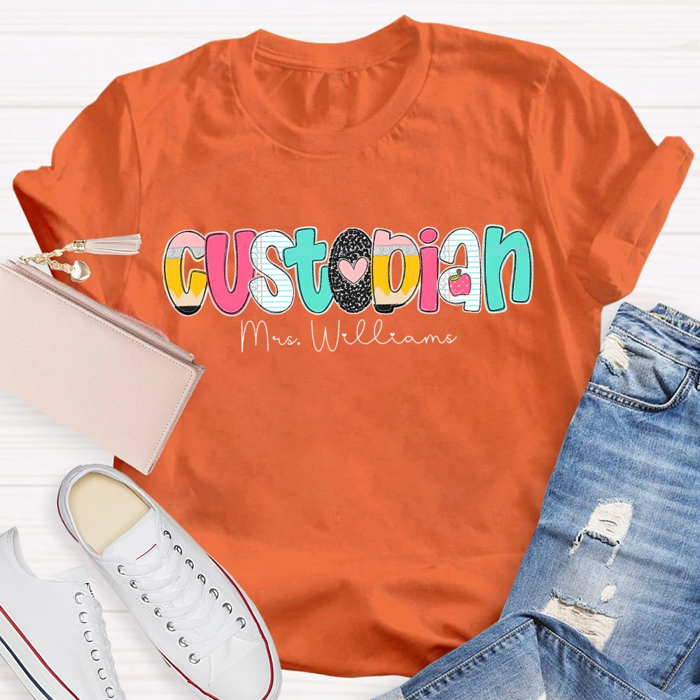 Personalized Name Custodian Color Fonts T-shirt