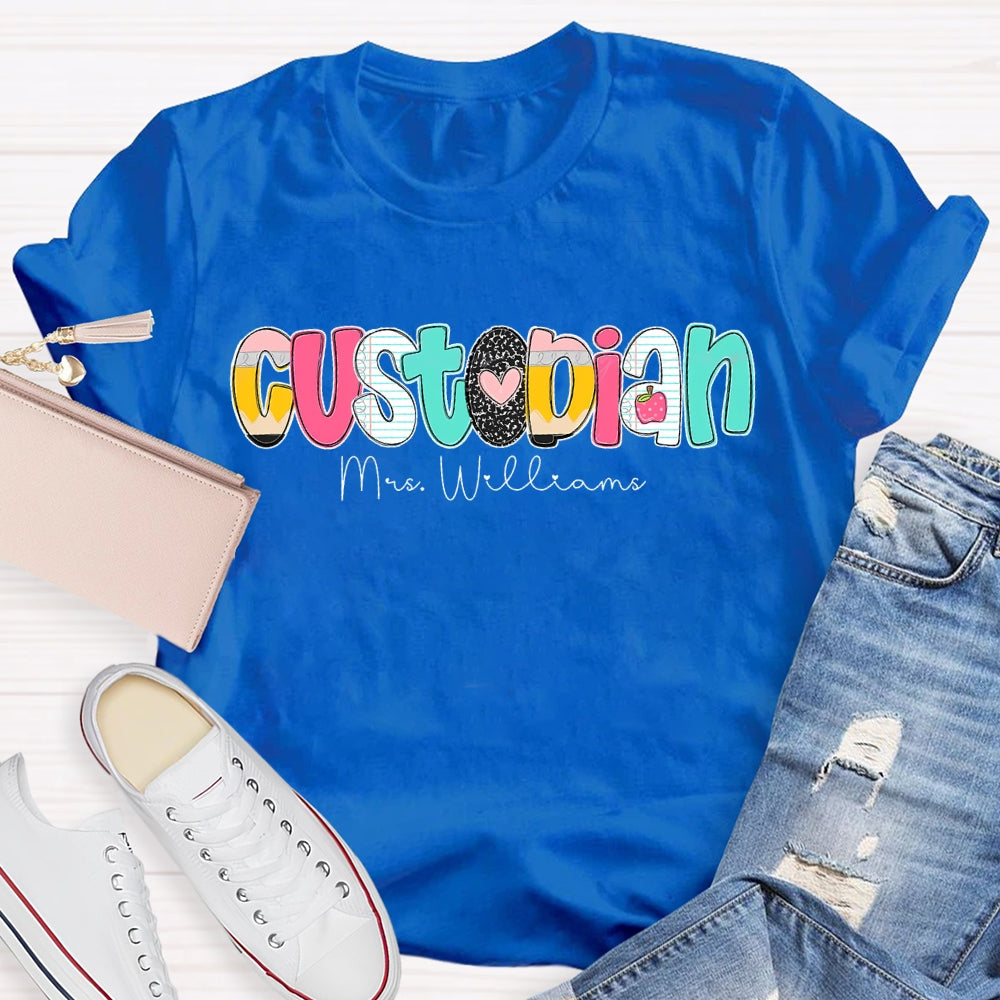Personalized Name Custodian Color Fonts T-shirt