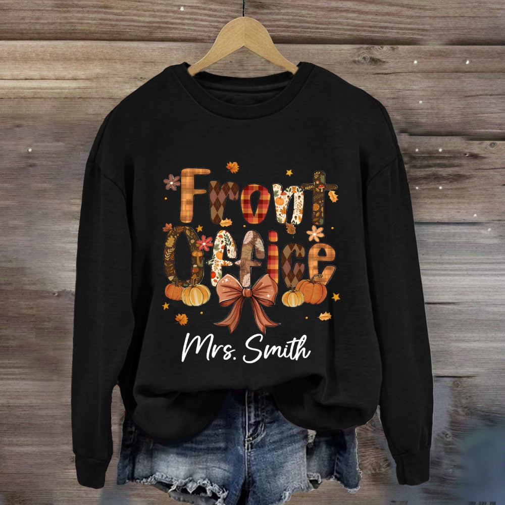 Personalized Name Fall Season Front Office Sweatshirt