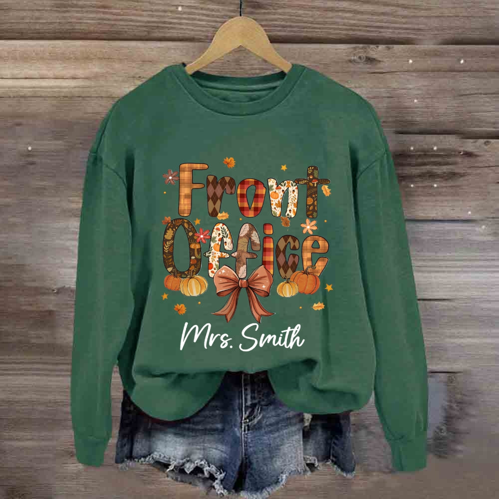 Personalized Name Fall Season Front Office Sweatshirt
