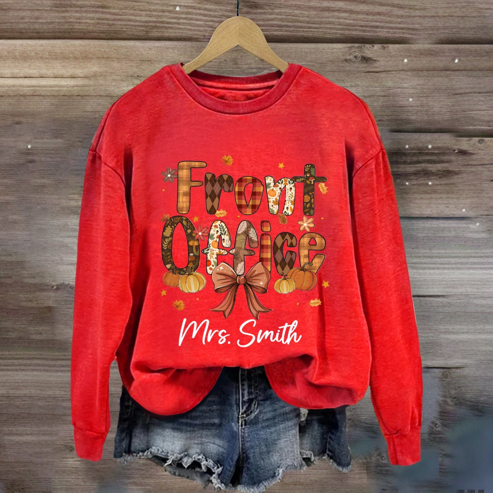 Personalized Name Fall Season Front Office Sweatshirt