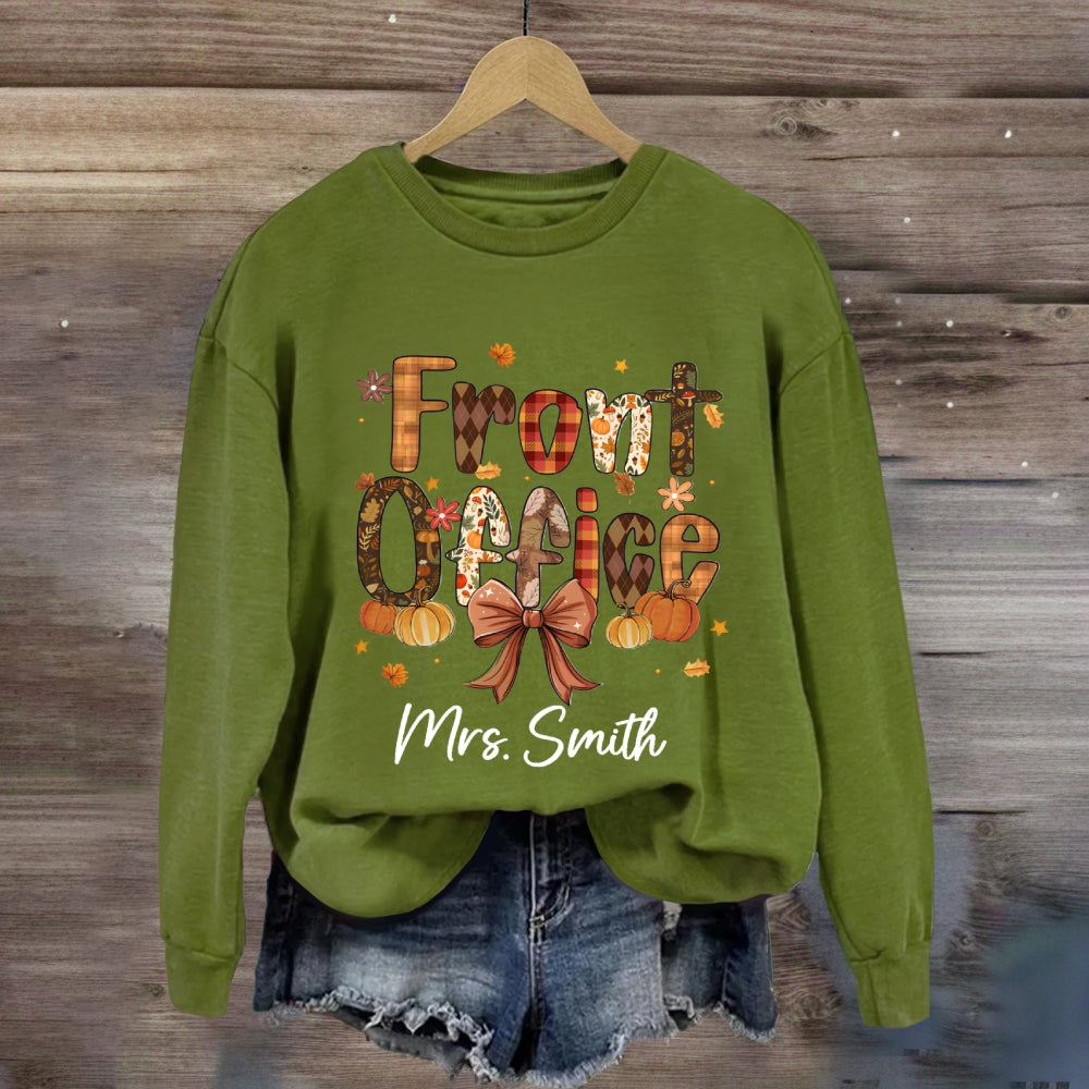 Personalized Name Fall Season Front Office Sweatshirt