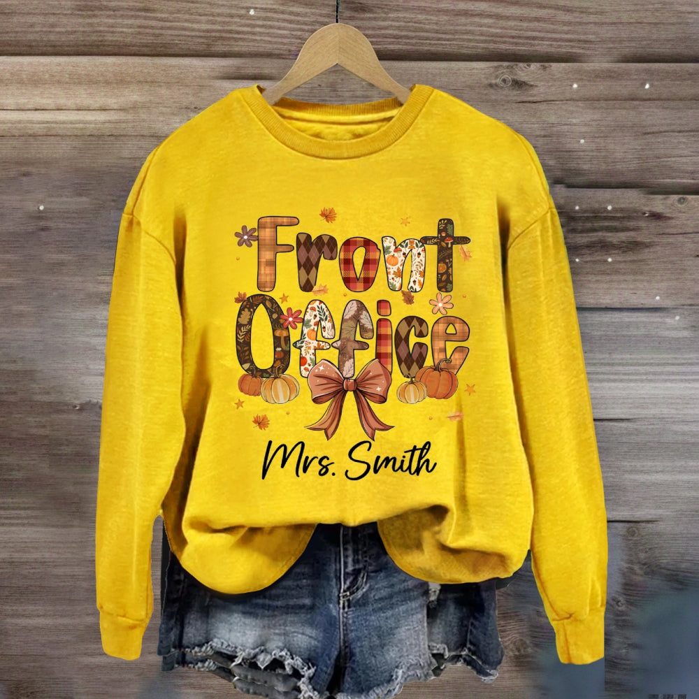 Personalized Name Fall Season Front Office Sweatshirt