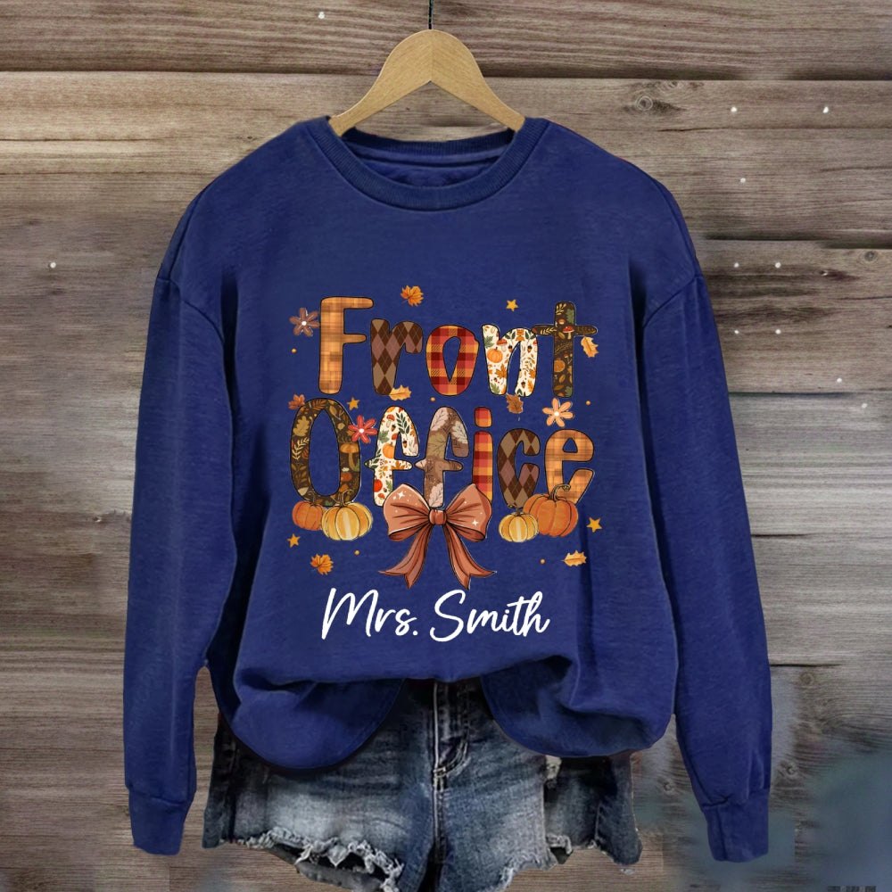 Personalized Name Fall Season Front Office Sweatshirt