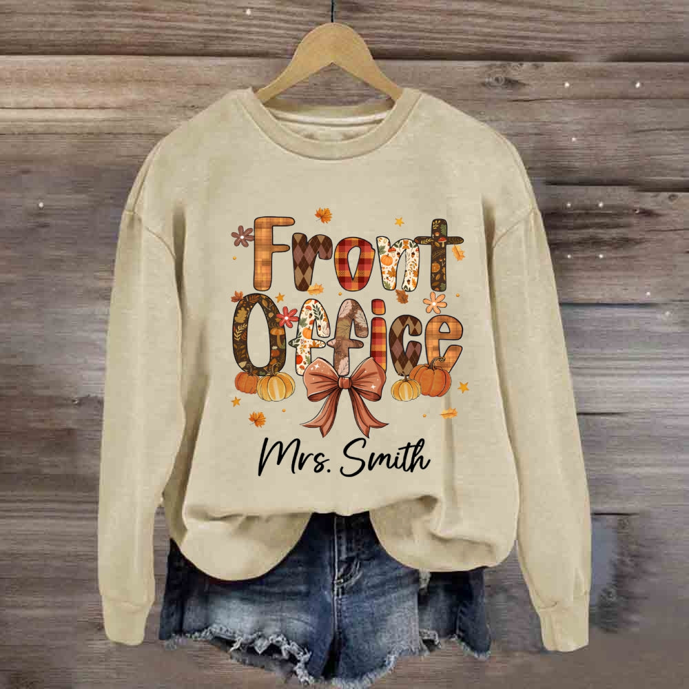 Personalized Name Fall Season Front Office Sweatshirt