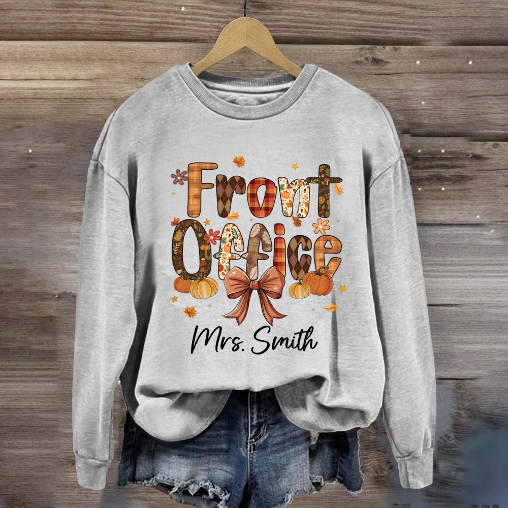 Personalized Name Fall Season Front Office Sweatshirt