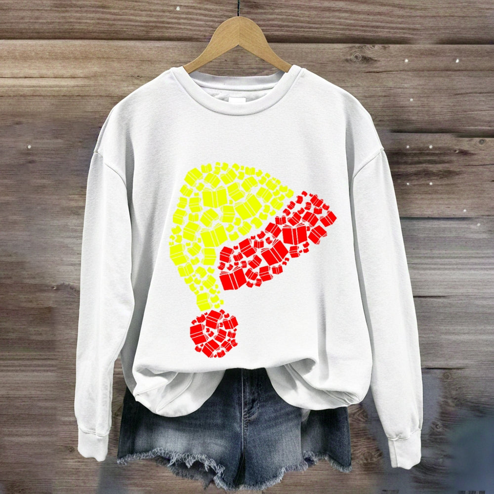 Book Christmas Hat Sweatshirt