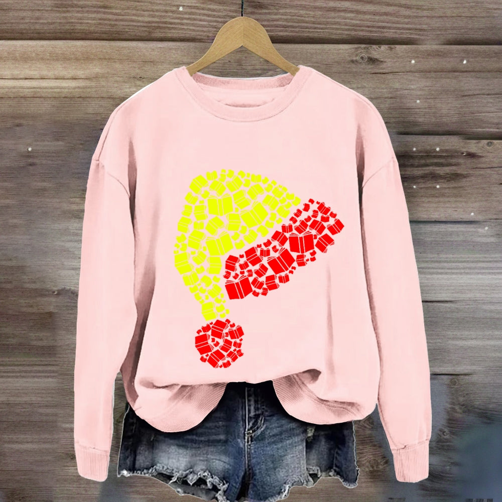 Book Christmas Hat Sweatshirt