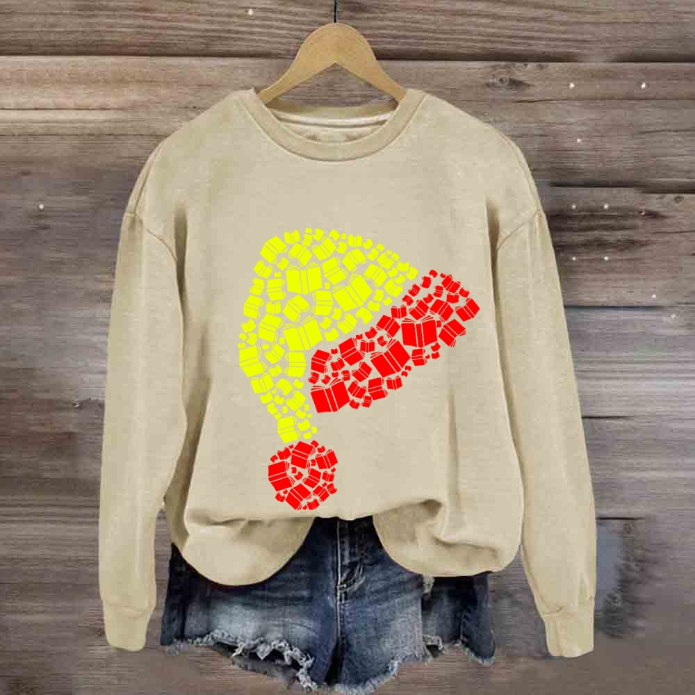 Book Christmas Hat Sweatshirt