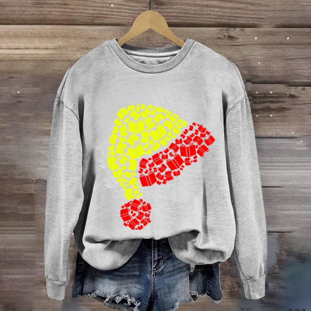 Book Christmas Hat Sweatshirt