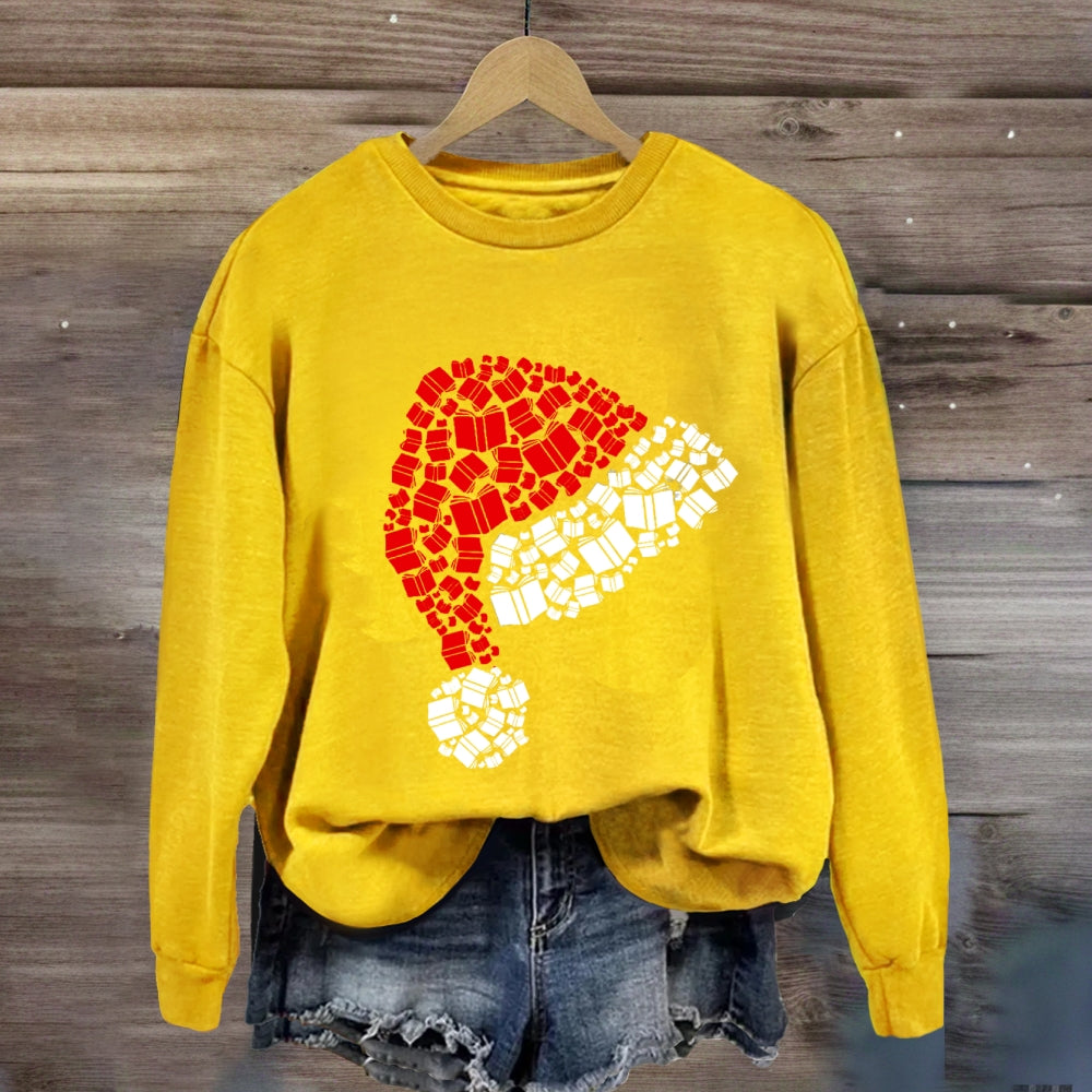 Book Christmas Hat Sweatshirt