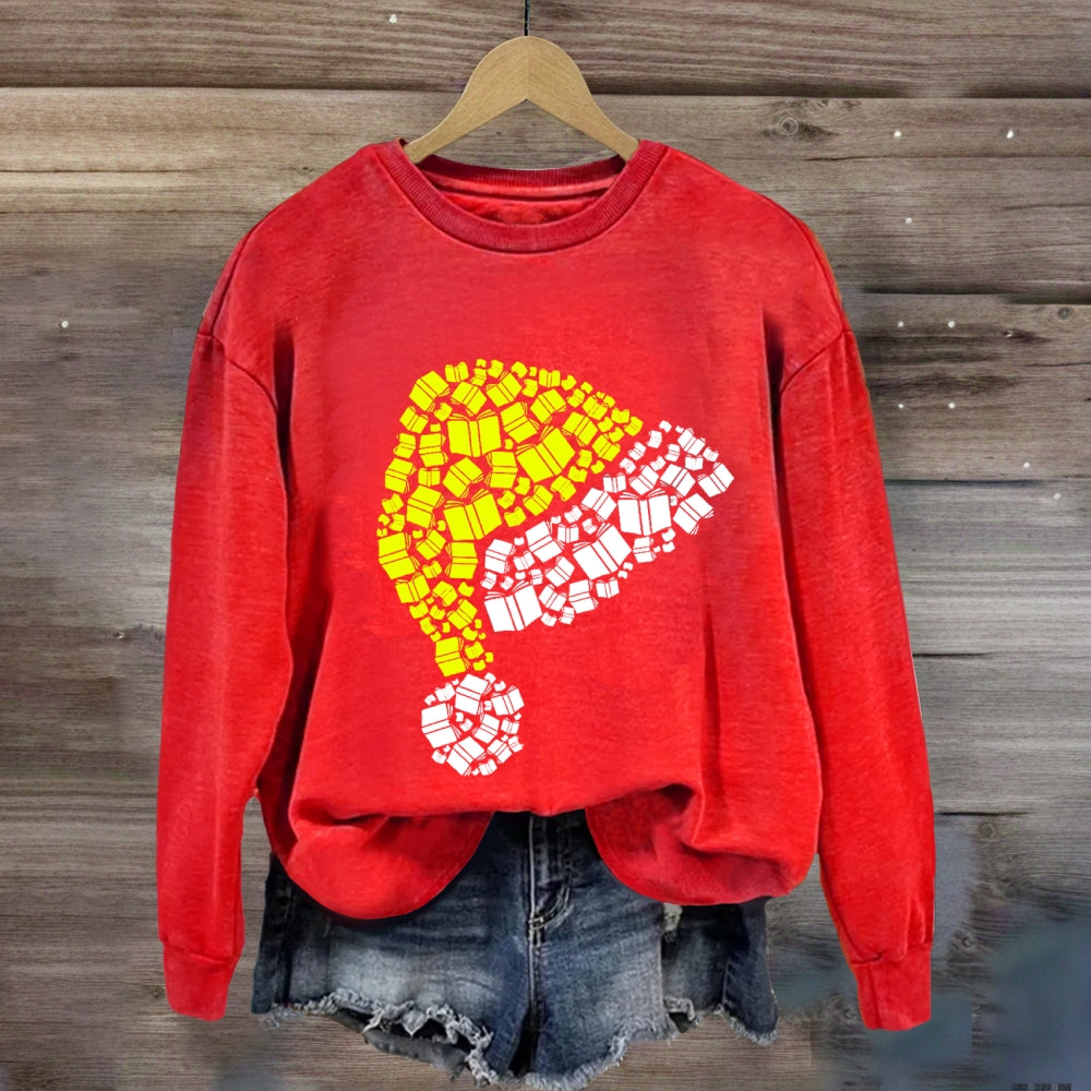 Book Christmas Hat Sweatshirt