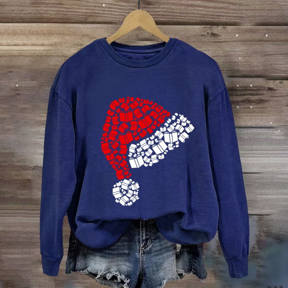 Book Christmas Hat Sweatshirt