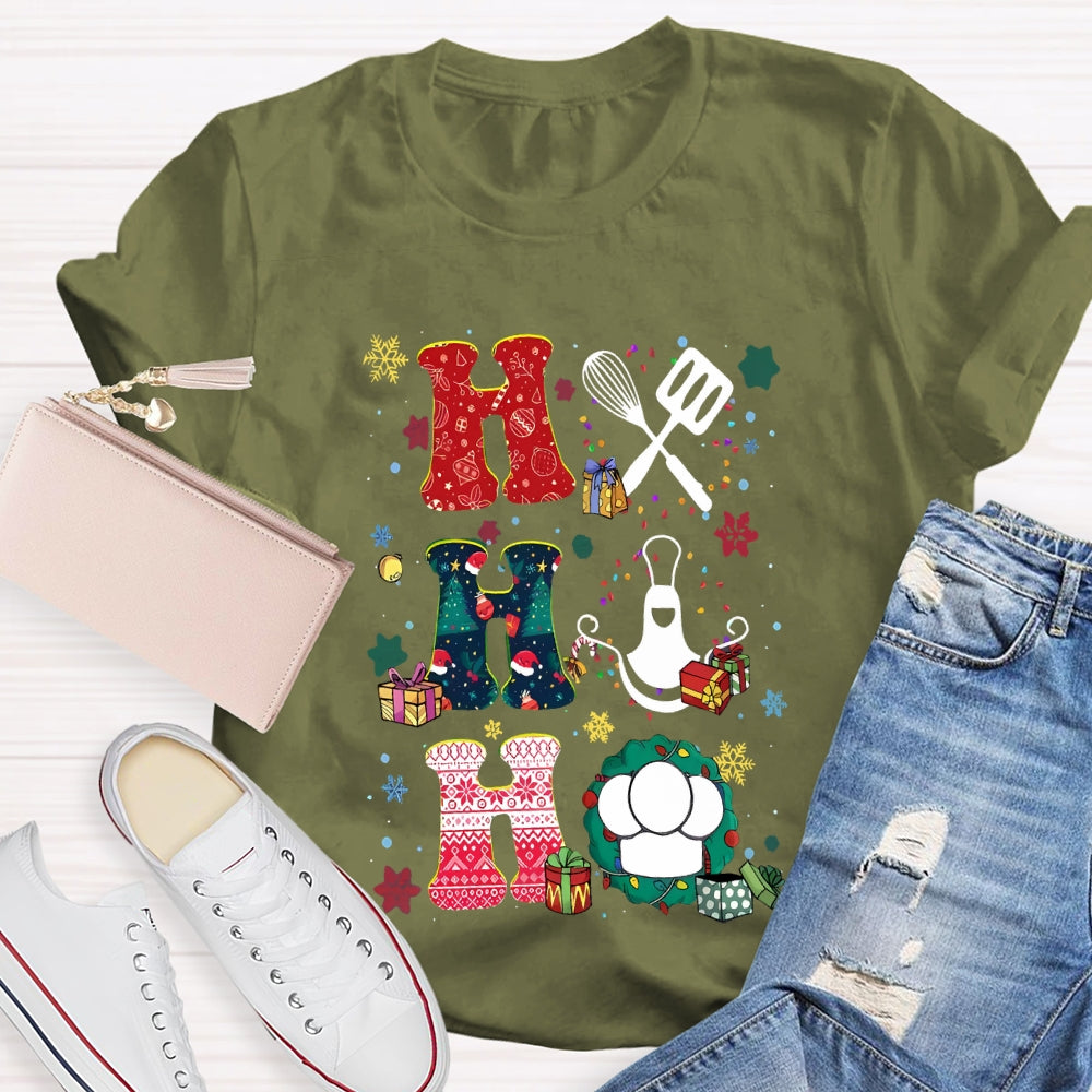 School Lunch Lady Colorful Snowflakes And Christmas T-shirt