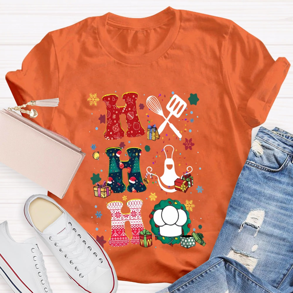 School Lunch Lady Colorful Snowflakes And Christmas T-shirt