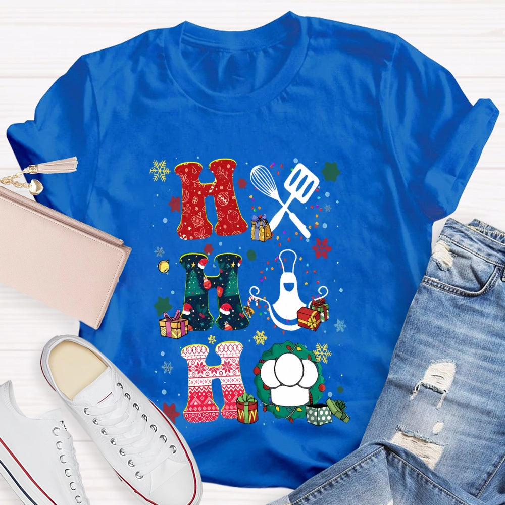 School Lunch Lady Colorful Snowflakes And Christmas T-shirt