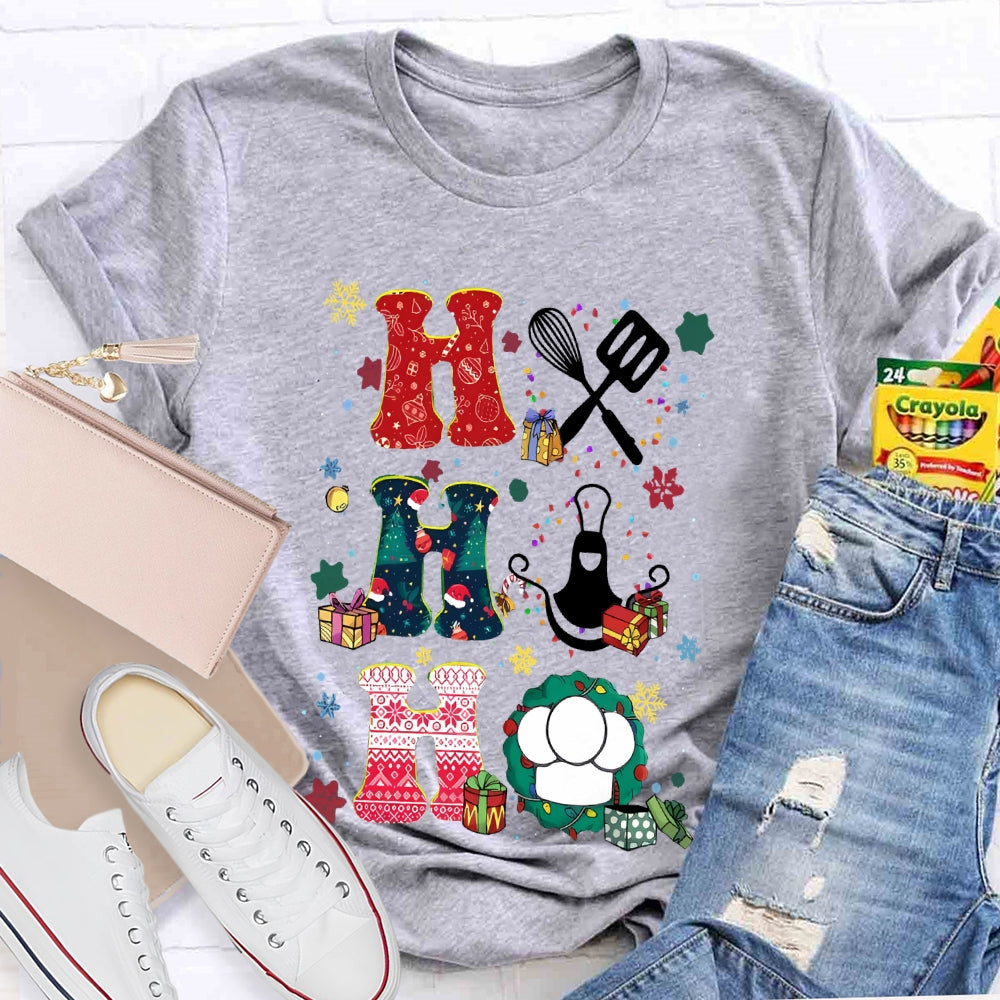 School Lunch Lady Colorful Snowflakes And Christmas T-shirt